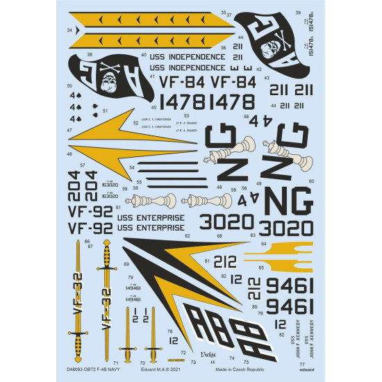 Eduard D48093 1/48 F-4B NAVY Decal for Aircraft Eduard D48093 1/48 F-4B NAVY Decal for Aircraft