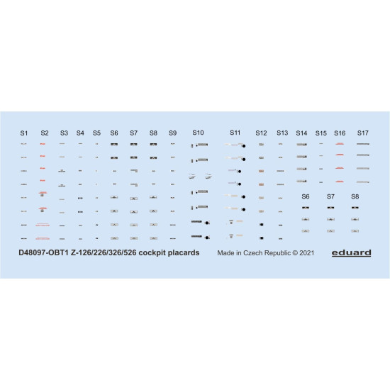 Eduard D48097 1/48 Z-126/226/326/526 cockpit placards Decal for Aircraft Eduard D48097 1/48 Z-126/226/326/526 cockpit placards Decal for Aircraft