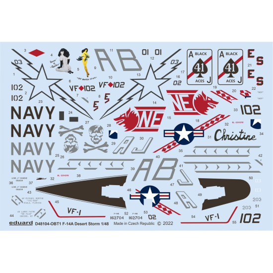 Eduard D48104 1/48 F-14A Desert Storm Decal for Aircraft Eduard D48104 1/48 F-14A Desert Storm Decal for Aircraft