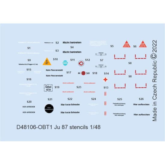 Eduard D48106 1/48 Ju 87 stencils Decal for Aircraft Eduard D48106 1/48 Ju 87 stencils Decal for Aircraft