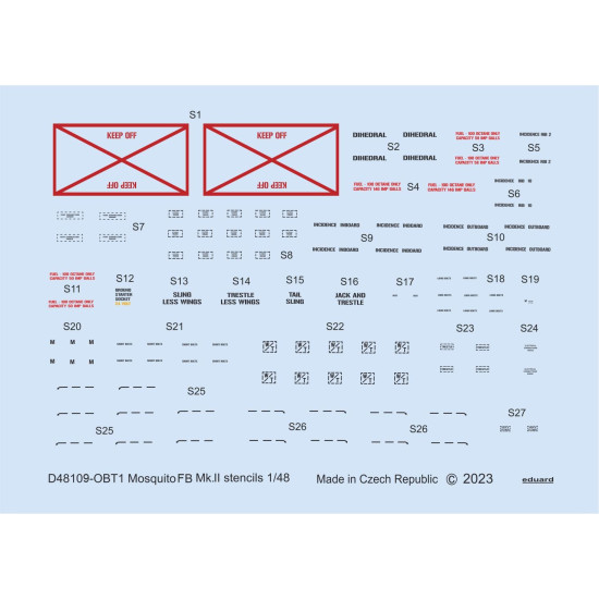 Eduard D48109 1/48 Mosquito FB Mk.II stencils Decal for Aircraft Eduard D48109 1/48 Mosquito FB Mk.II stencils Decal for Aircraft