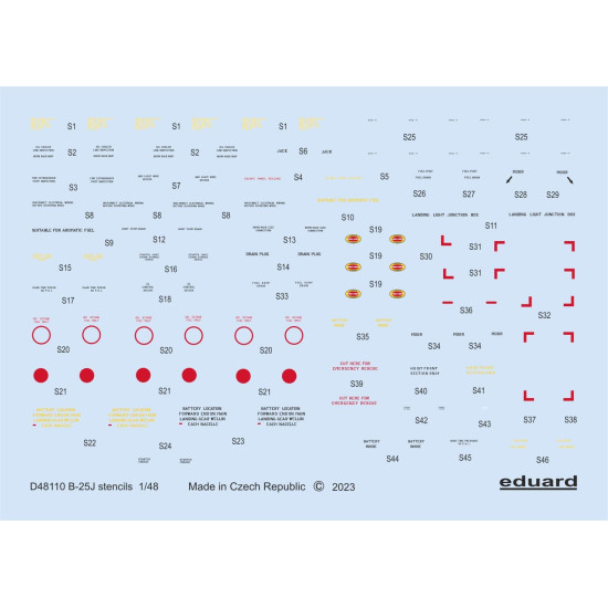 Eduard D48110 1/48 B-25J stencils Decal for Aircraft Eduard D48110 1/48 B-25J stencils Decal for Aircraft