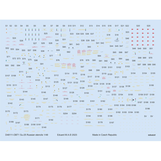 Eduard D48111 1/48 Su-25 Russian stencils Decal for Aircraft