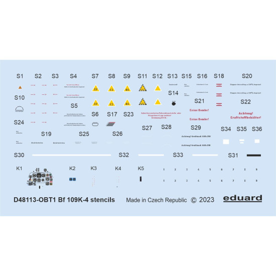 Eduard D48113 1/48 Bf 109K-4 stencils Decal for Aircraft