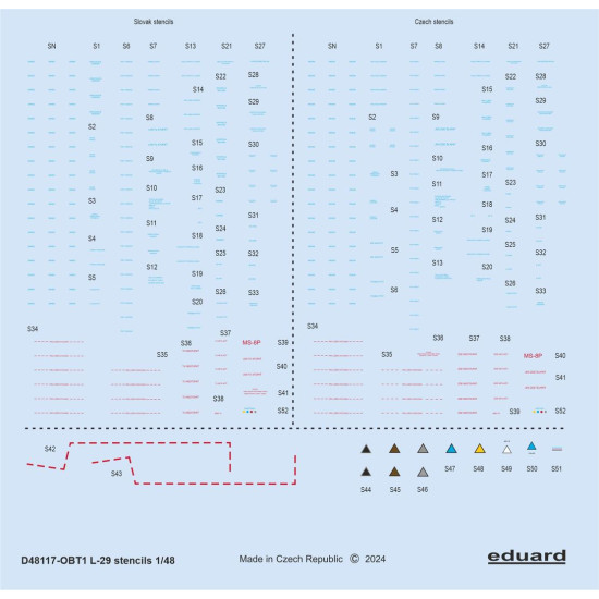 Eduard D48117 1/48 L-29 stencils Decal for Aircraft