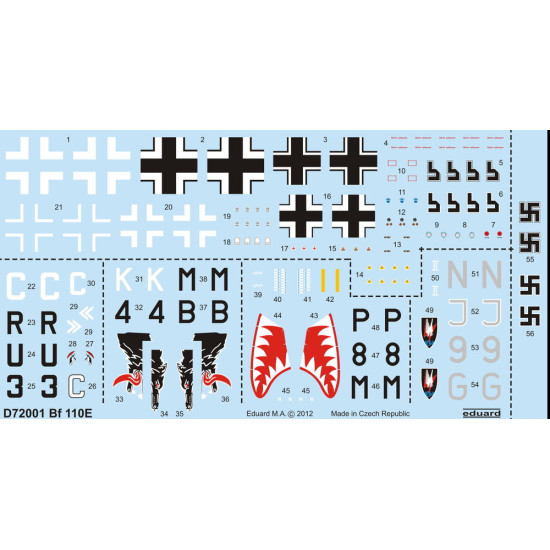 Eduard D72001 1/72 Bf 110E Decal for Aircraft Eduard D72001 1/72 Bf 110E Decal for Aircraft