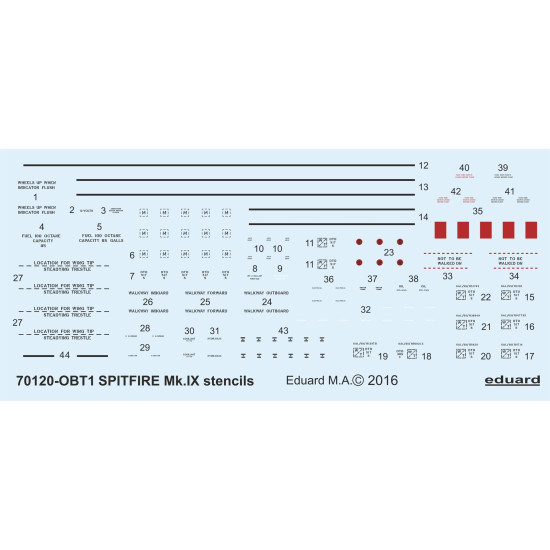 Eduard D72008 1/72 Spitfire Mk.IX stencils 70121 Decal for Aircraft