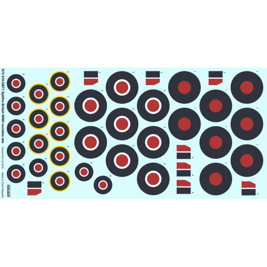 Eduard D72010 1/72 Spitfire - British WWII roundels late Decal for Aircraft Eduard D72010 1/72 Spitfire - British WWII roundels late Decal for Aircraft