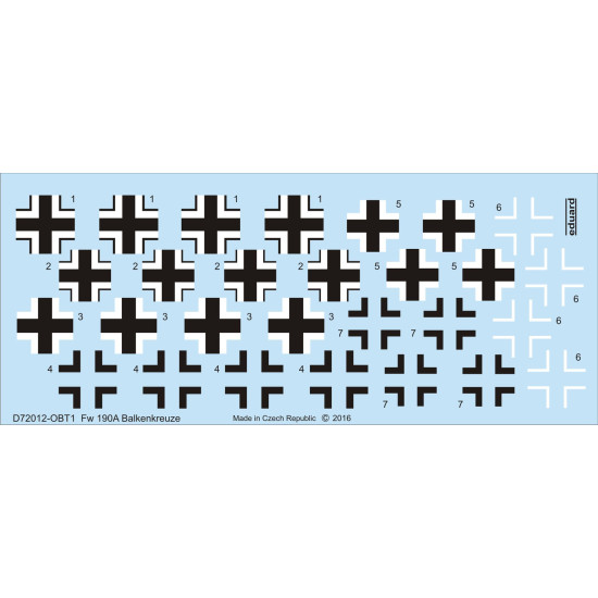 Eduard D72012 1/72 Fw 190A Balkenkreuze Decal for Aircraft Eduard D72012 1/72 Fw 190A Balkenkreuze Decal for Aircraft