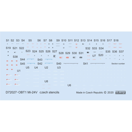 Eduard D72027 1/72 Mi-24V stencils Czech Decal for Aircraft Eduard D72027 1/72 Mi-24V stencils Czech Decal for Aircraft