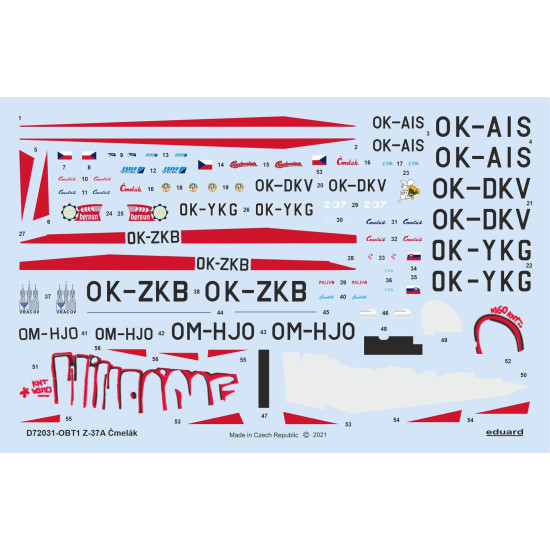 Eduard D72031 1/72 Z-37A Čmelák Decal for Aircraft Eduard D72031 1/72 Z-37A Čmelák Decal for Aircraft