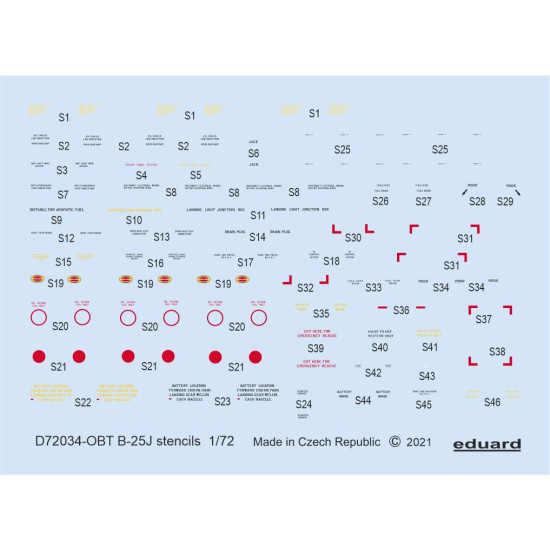 Eduard D72034 1/72 B-25J stencils Decal for Aircraft Eduard D72034 1/72 B-25J stencils Decal for Aircraft