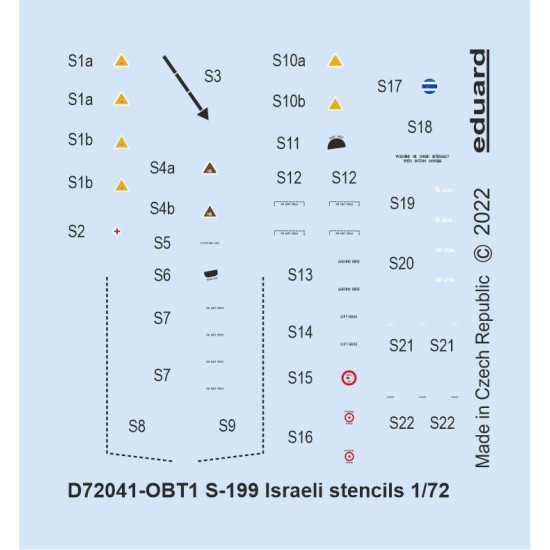 Eduard D72041 1/72 S-199 Israeli stencils Decal for Aircraft Eduard D72041 1/72 S-199 Israeli stencils Decal for Aircraft