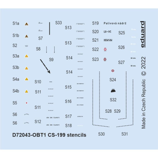 Eduard D72043 1/72 CS-199 stencils Decal for Aircraft