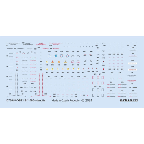Eduard D72048 1/72 Bf 109G stencils Decal for Aircraft Eduard D72048 1/72 Bf 109G stencils Decal for Aircraft