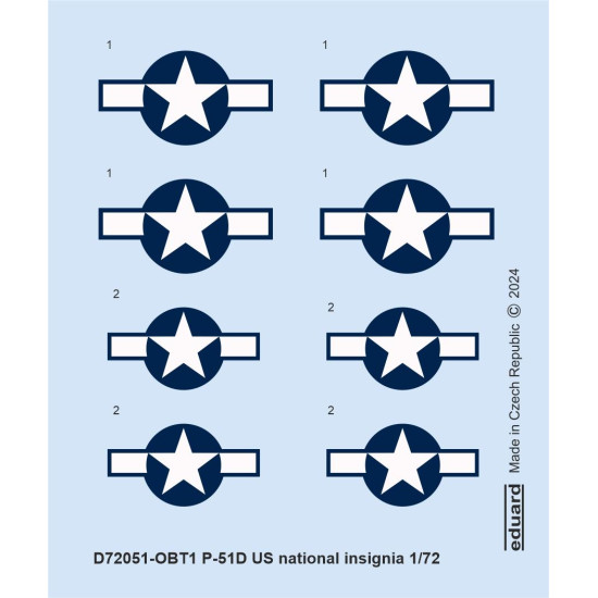 Eduard D72051 1/72 P-51D US national insignia Decal for Aircraft