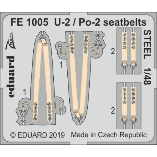 Eduard FE1005 1/48 U-2 / Po-2 seatbelts STEEL Photo-Etched for Aircraft Zoom set