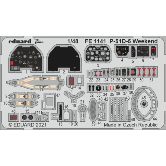 Eduard FE1141 1/48 P-51D-5 Weekend Photo-Etched for Aircraft Zoom set