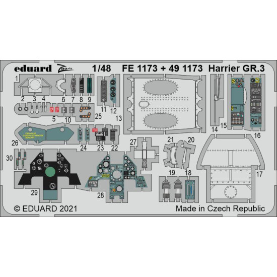Eduard FE1173 1/48 Harrier GR.3 Photo-Etched for Aircraft Zoom set