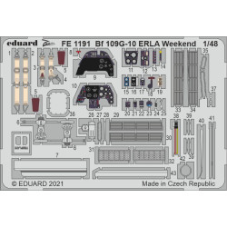Eduard FE1191 1/48 Bf 109G-10 ERLA Weekend Photo-Etched for Aircraft Zoom set