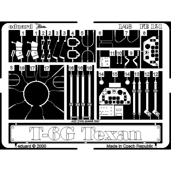 Eduard FE121 1/48 T-6G Texan Photo-Etched for Aircraft Zoom set