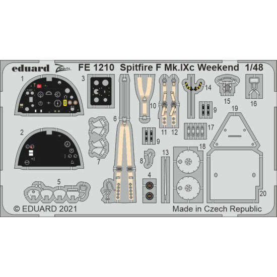 Eduard FE1210 1/48 Spitfire F Mk.IXc Weekend Photo-Etched for Aircraft Zoom set Eduard FE1210 1/48 Spitfire F Mk.IXc Weekend Photo-Etched for Aircraft Zoom set