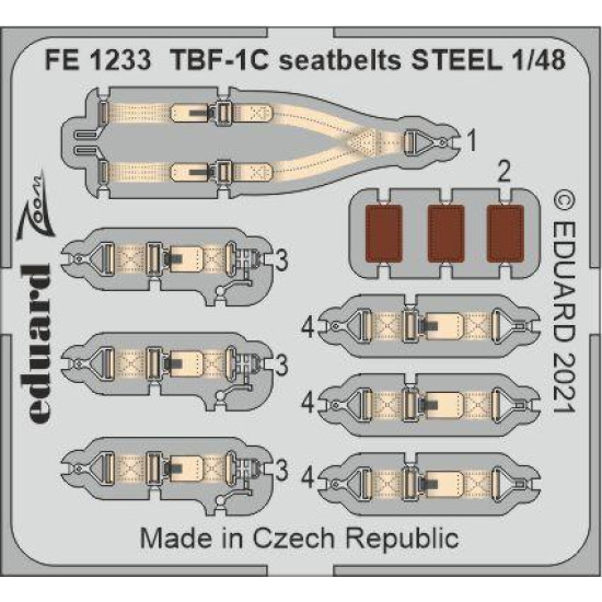 Eduard FE1233 1/48 TBF-1C seatbelts STEEL Photo-Etched for Aircraft Zoom set