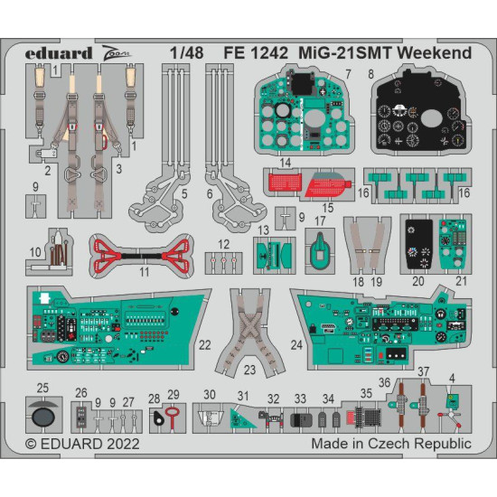 Eduard FE1242 1/48 MiG-21SMT Weekend Photo-Etched for Aircraft Zoom set