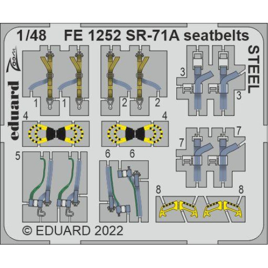 Eduard FE1252 1/48 SR-71A seatbelts STEEL Photo-Etched for Aircraft Zoom set
