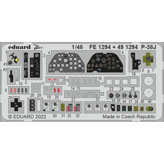 Eduard FE1294 1/48 P-38J Photo-Etched for Aircraft Zoom set