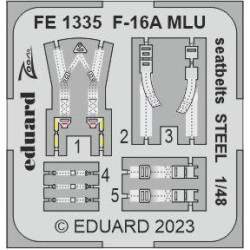 Eduard FE1335 1/48 F-16A MLU seatbelts STEEL Photo-Etched for Aircraft Zoom set