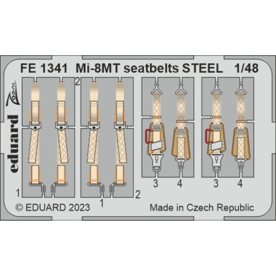 Eduard FE1341 1/48 Mi-8MT seatbelts STEEL Photo-Etched for Aircraft Zoom set