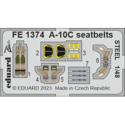 Eduard FE1374 1/48 A-10C seatbelts STEEL Photo-Etched for Aircraft Zoom set