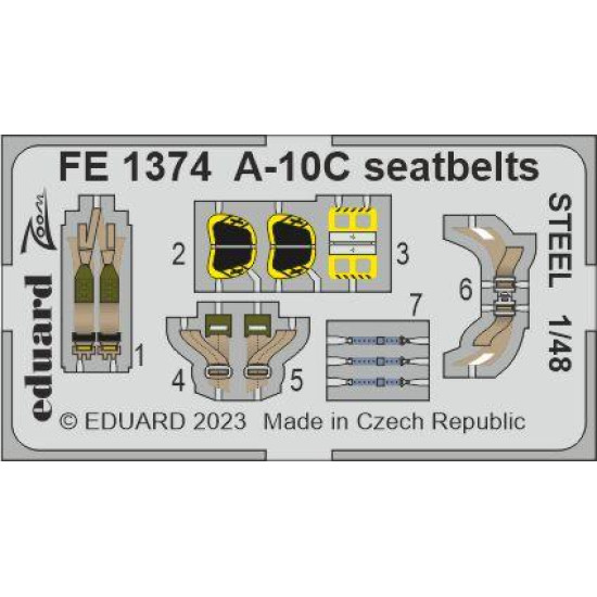 Eduard FE1374 1/48 A-10C seatbelts STEEL Photo-Etched for Aircraft Zoom set