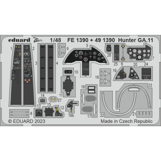 Eduard FE1390 1/48 Hunter GA.11 Photo-Etched for Aircraft Zoom set