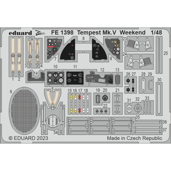 Eduard FE1398 1/48 Tempest Mk.V Weekend Photo-Etched for Aircraft Zoom set