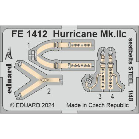 Eduard FE1412 1/48 Hurricane Mk.IIc seatbelts STEEL Photo-Etched for Aircraft Zoom set