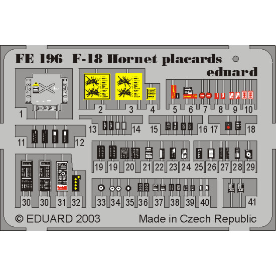 Eduard FE196 1/48 F-18 placards Photo-Etched for Aircraft Zoom set