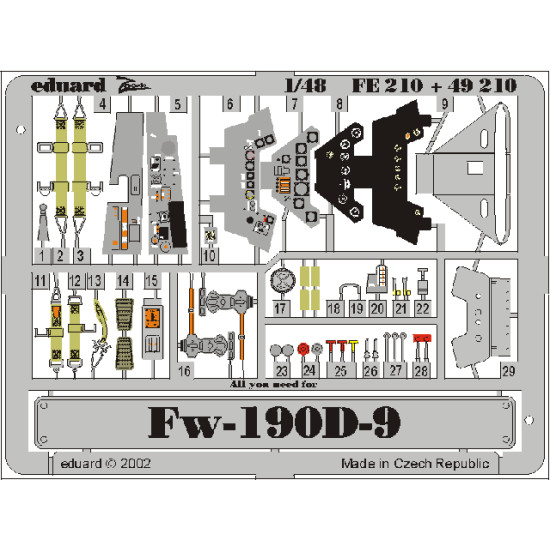 Eduard FE210 1/48 Fw 190D-9 Photo-Etched for Aircraft Zoom set