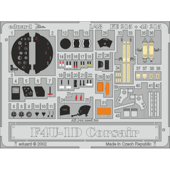 Eduard FE215 1/48 F4U-1D Photo-Etched for Aircraft Zoom set