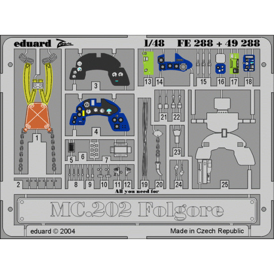 Eduard FE288 1/48 MC 202 Folgore Photo-Etched for Aircraft Zoom set Eduard FE288 1/48 MC 202 Folgore Photo-Etched for Aircraft Zoom set