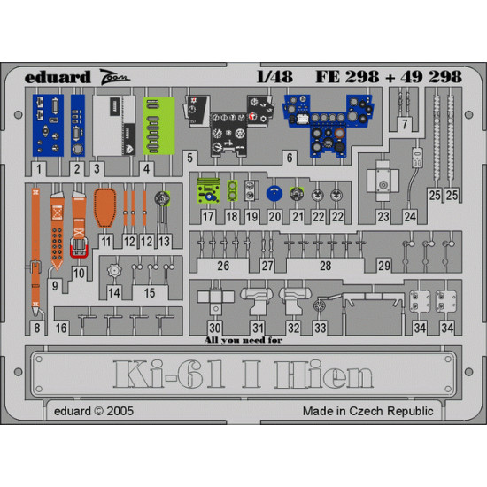 Eduard FE298 1/48 Ki-61 I Hien Photo-Etched for Aircraft Zoom set