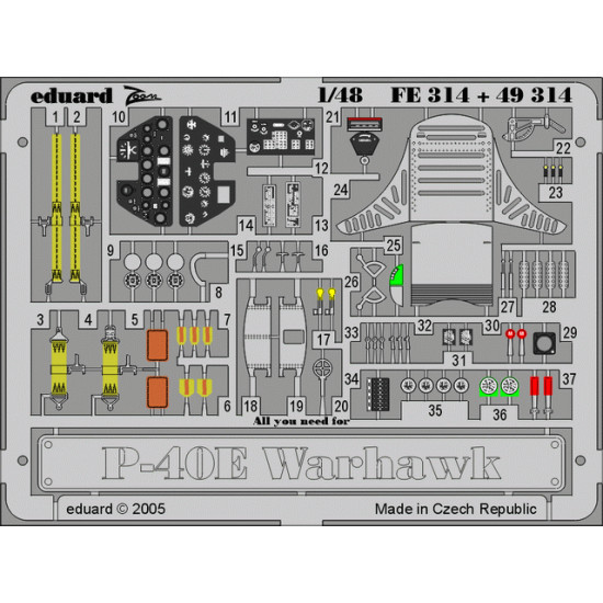 Eduard FE314 1/48 P-40E Photo-Etched for Aircraft Zoom set Eduard FE314 1/48 P-40E Photo-Etched for Aircraft Zoom set