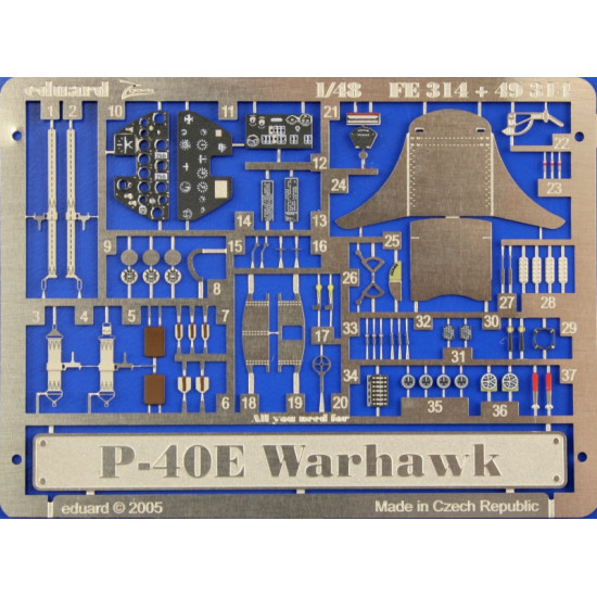 Eduard FE314 1/48 P-40E Photo-Etched for Aircraft Zoom set Eduard FE314 1/48 P-40E Photo-Etched for Aircraft Zoom set