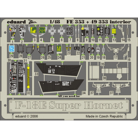 Eduard FE353 1/48 F-18E interior Photo-Etched for Aircraft Zoom set