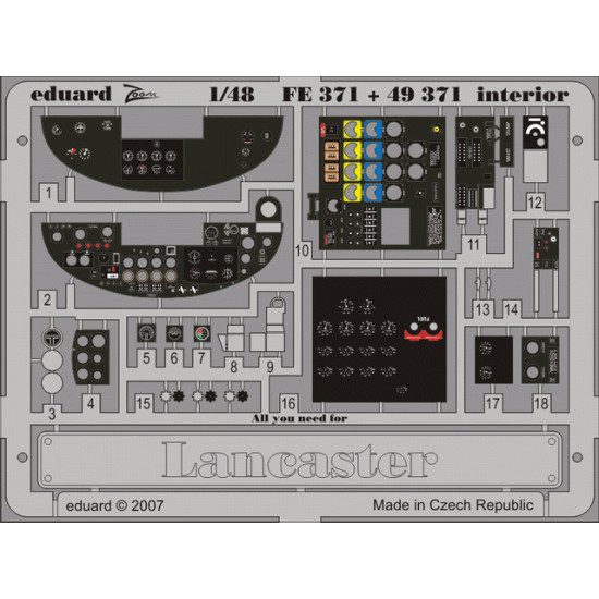 Eduard FE371 1/48 Lancaster interior Photo-Etched for Aircraft Zoom set