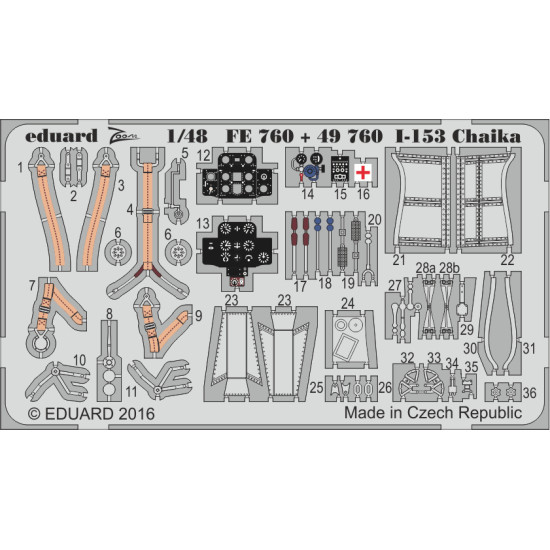 Eduard FE760 1/48 I-153 Chaika Photo-Etched for Aircraft Zoom set