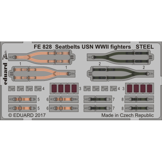 Eduard FE828 1/48 Seatbelts USN WWII fighters STEEL Photo-Etched for Aircraft Zoom set