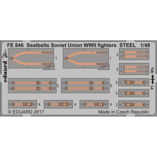 Eduard FE846 1/48 Seatbelts Soviet Union WWII fighters STEEL Photo-Etched for Aircraft Zoom set