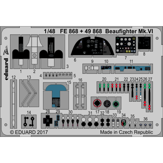 Eduard FE868 1/48 Beaufighter Mk.VI Photo-Etched for Aircraft Zoom set